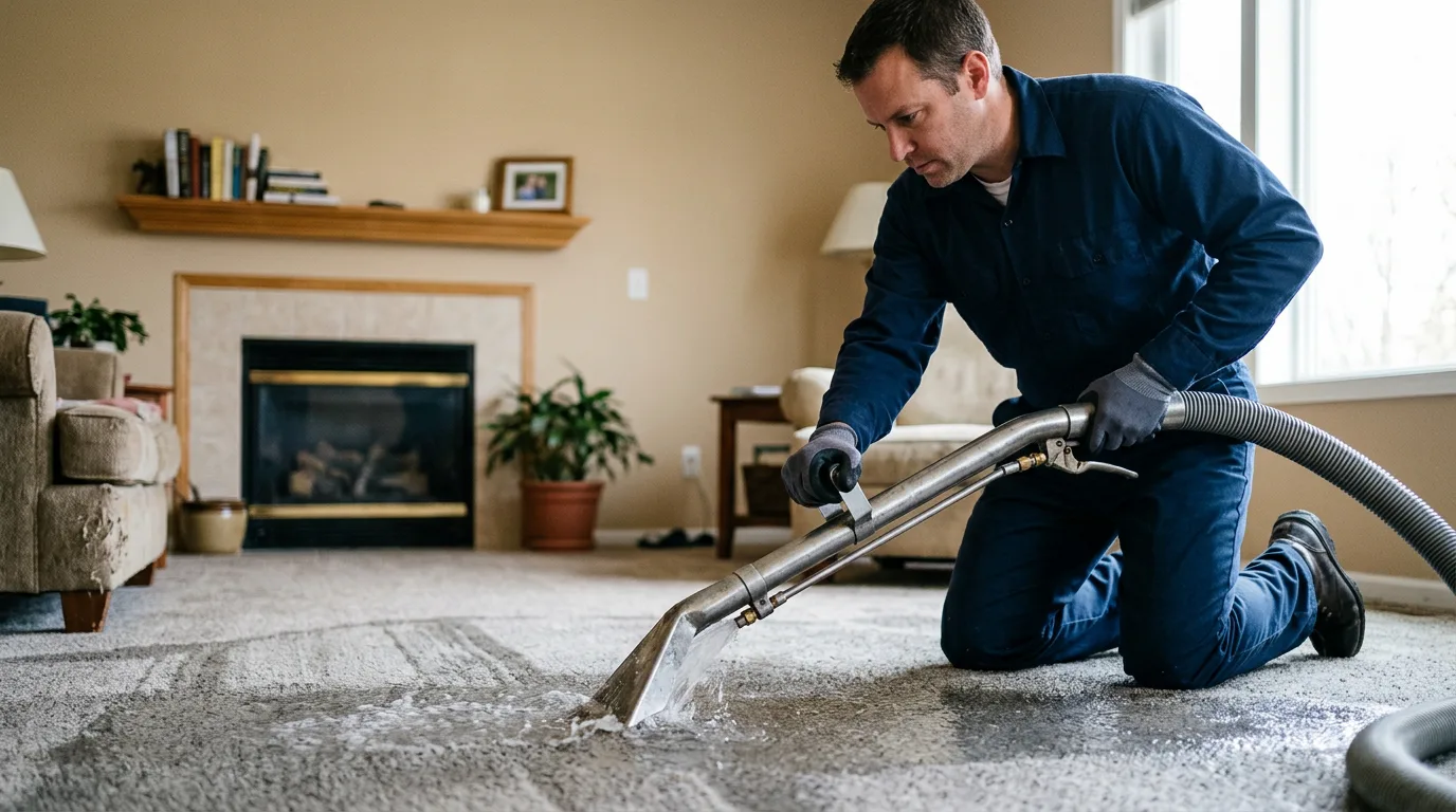 Water damage restoration technician working near Pisgah, IA